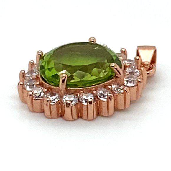 Peridot 3.20ct Rose Gold Finish Solid 925 Sterling Silver Pendant - Picture 6 of 7